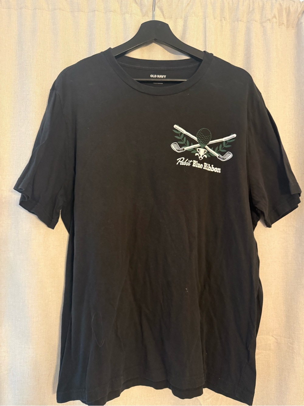 Old Navy Golf T-Shirt Men’s XXL Black Graphic Tee Beer Golf Clubs